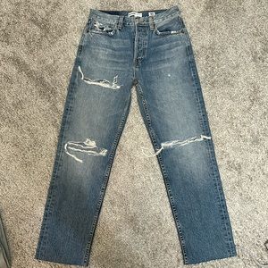 Re/Done distressed high rise straight leg sz 27 NWOT